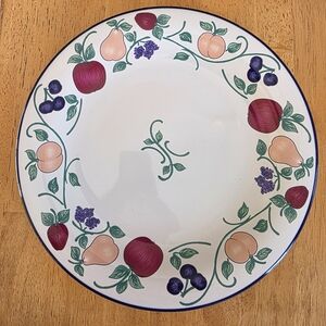 Princess House Fruit Motif Dinner Plates with Red and Green Accents- Set Of 4